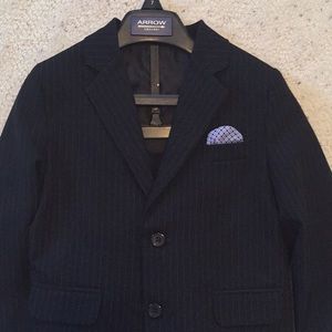 Boys 2 Piece Black Pinstripe Suit - Size 7